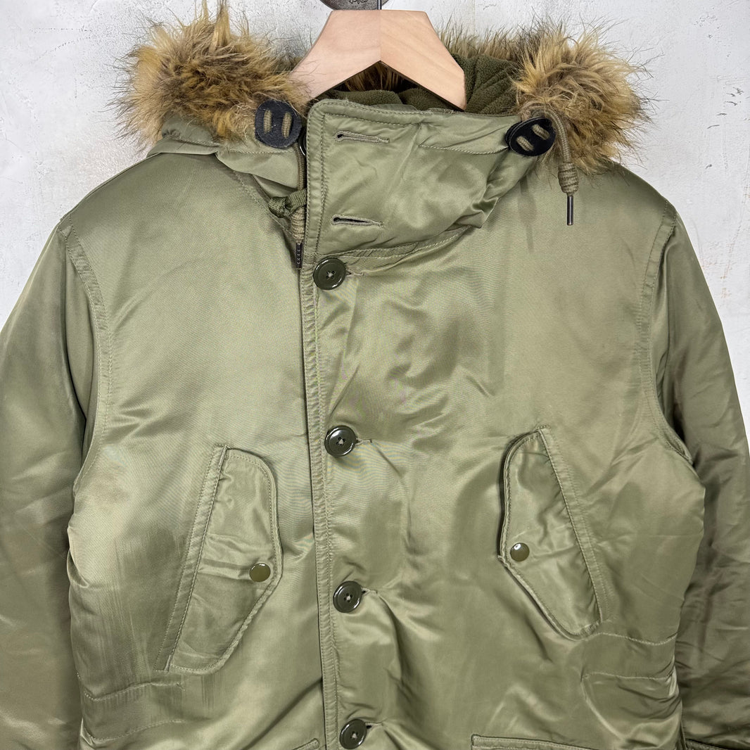 RRL Faux Fur Hooded Nylon Parka Jacket