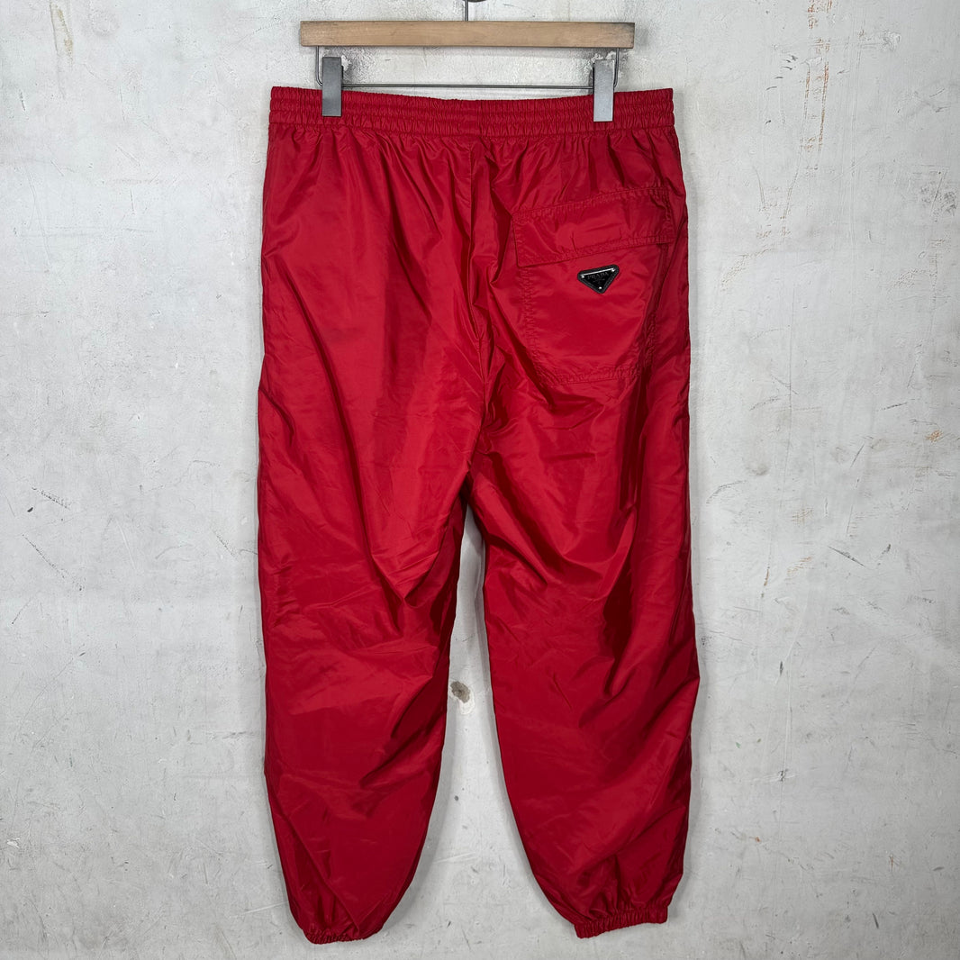 Prada Red Plaqued Renylon Track Pants