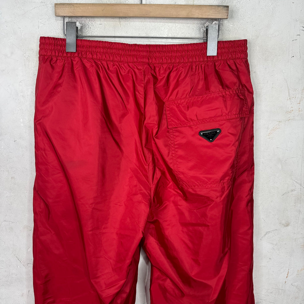 Prada Red Plaqued Renylon Track Pants