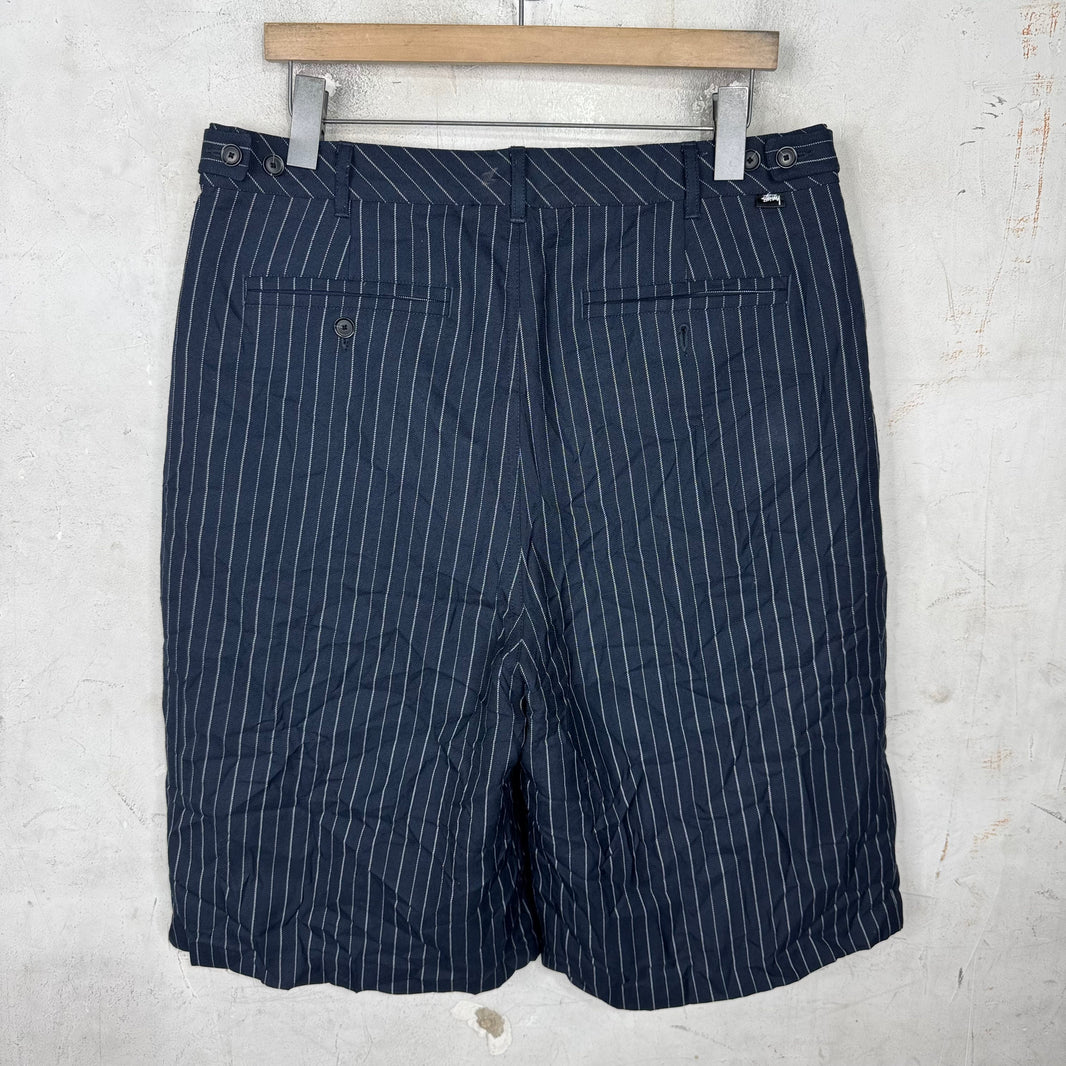 Stussy Wrinkled Pinstripe Baggy Trouser Shorts