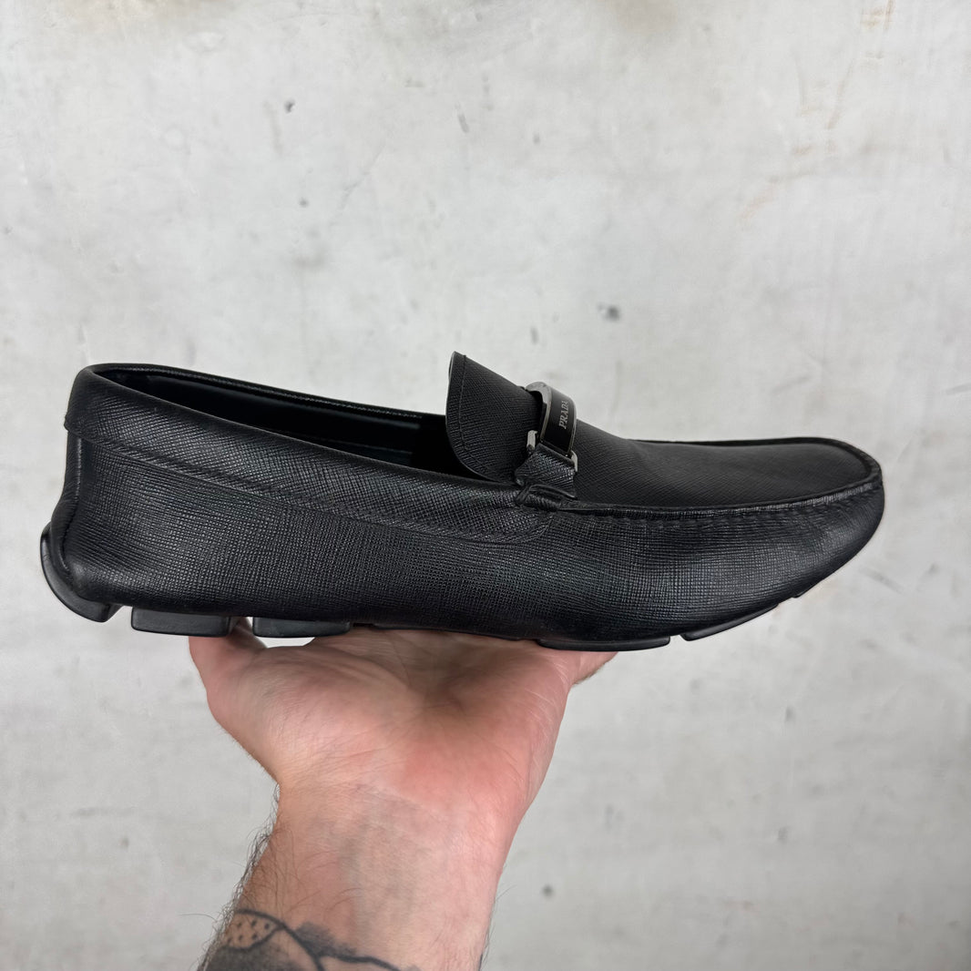 Prada Saffiano Leather Driving Loafers
