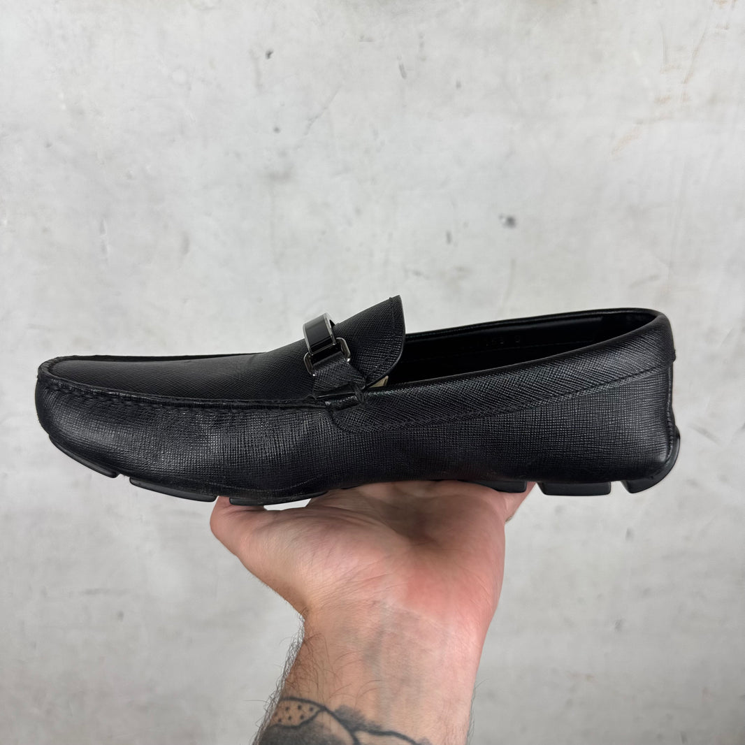 Prada Saffiano Leather Driving Loafers