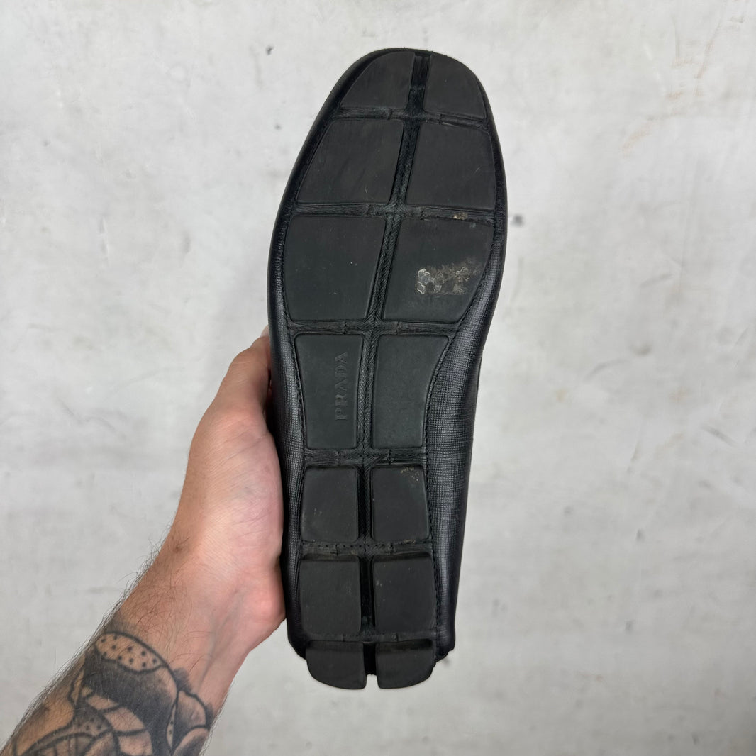 Prada Saffiano Leather Driving Loafers