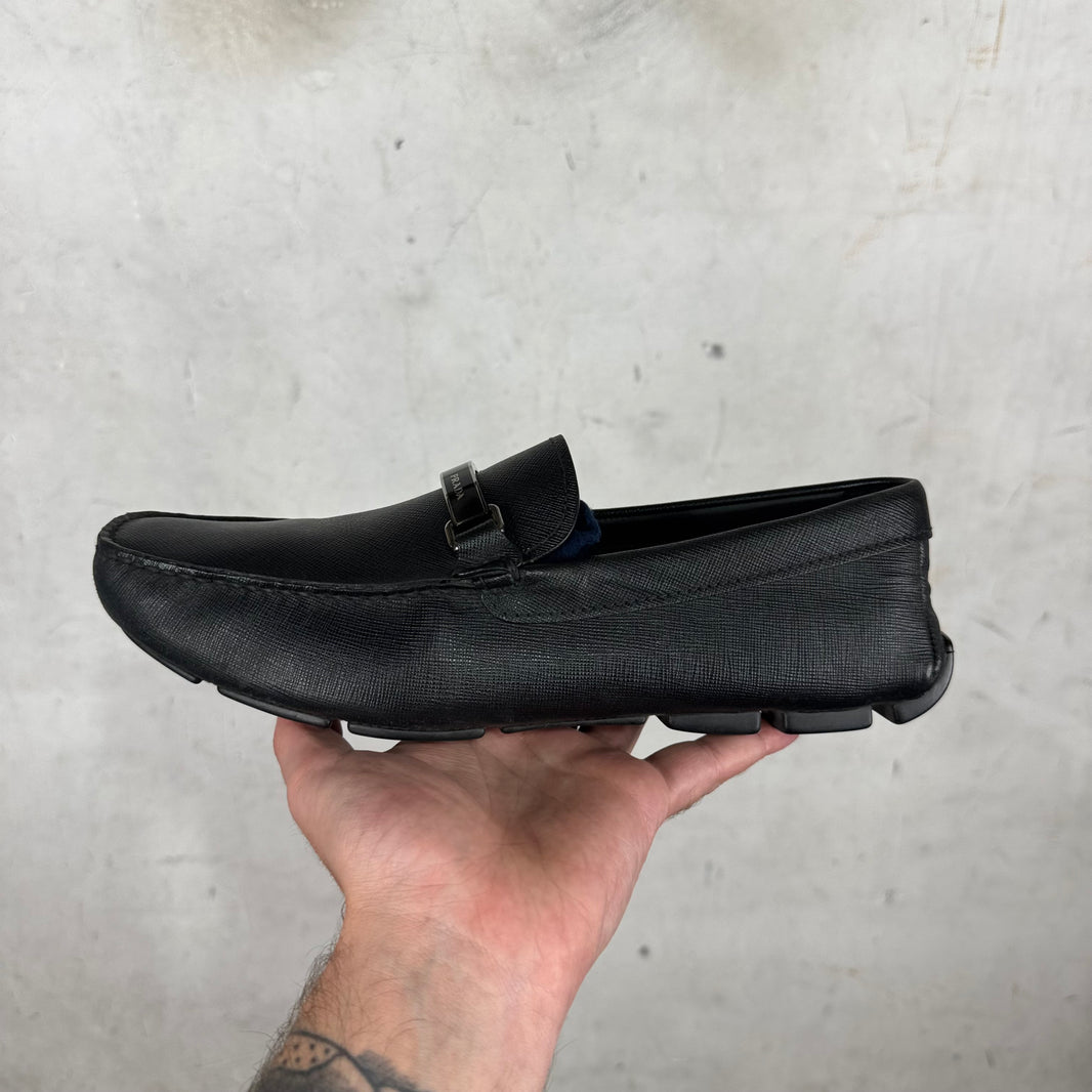 Prada Saffiano Leather Driving Loafers