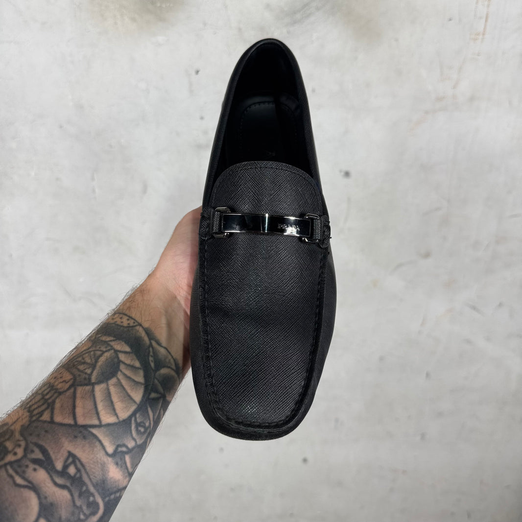 Prada Saffiano Leather Driving Loafers
