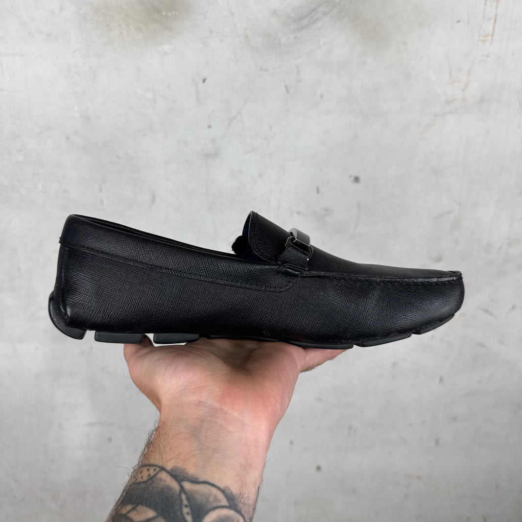 Prada Saffiano Leather Driving Loafers