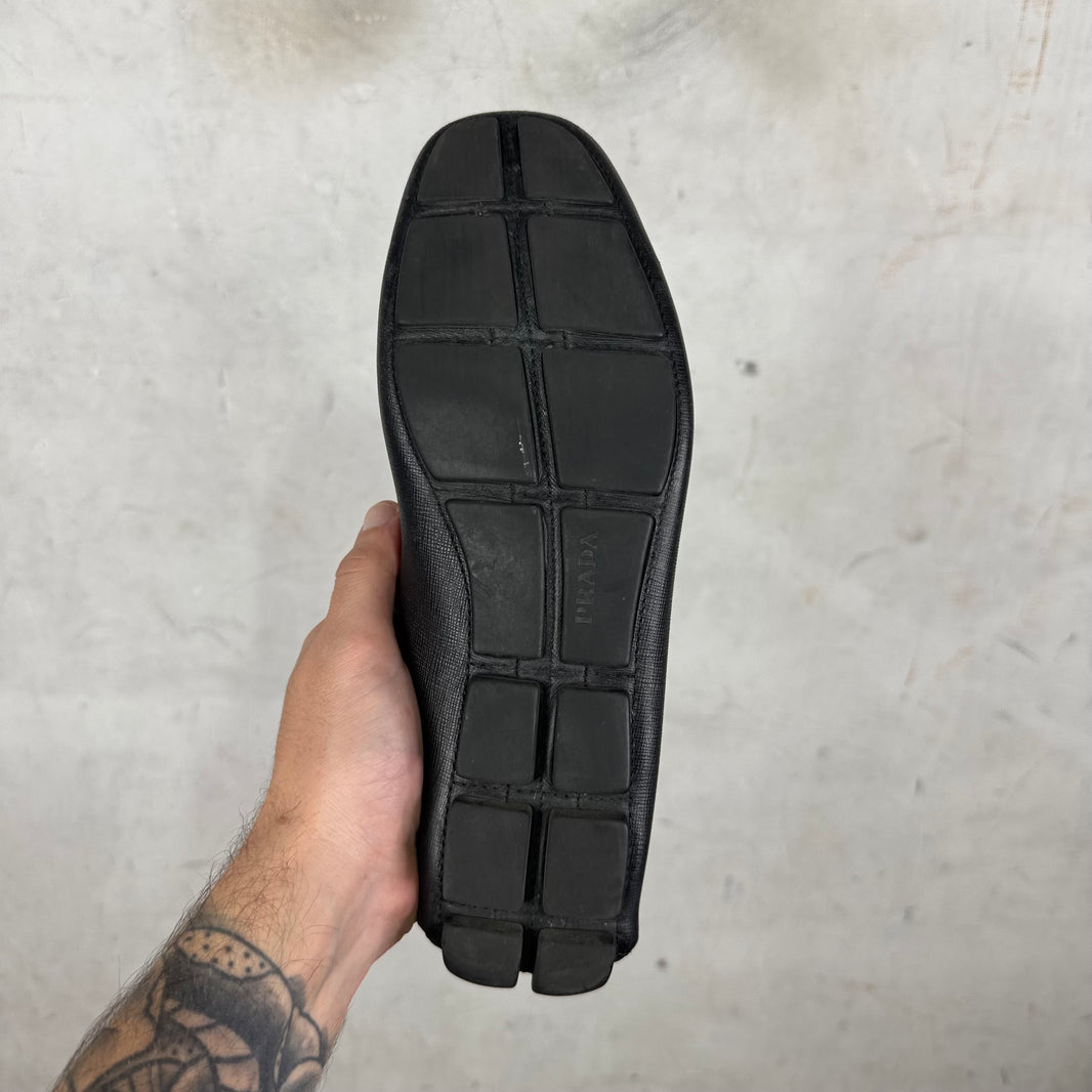 Prada Saffiano Leather Driving Loafers