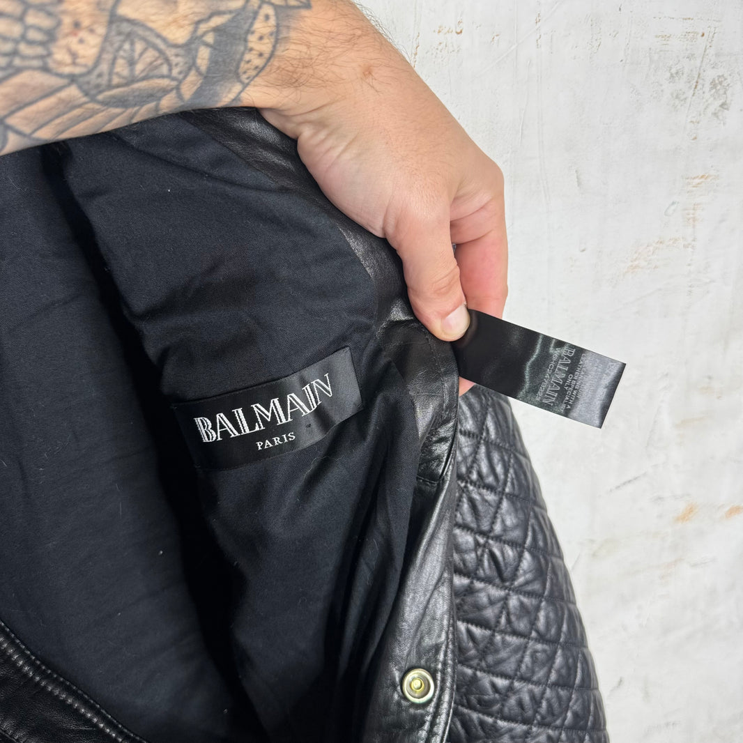 Balmain Quilted Leather Teddy Jacket