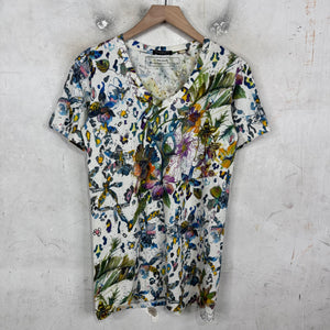 Balmain 2010 Floral Print Distressed T-Shirt