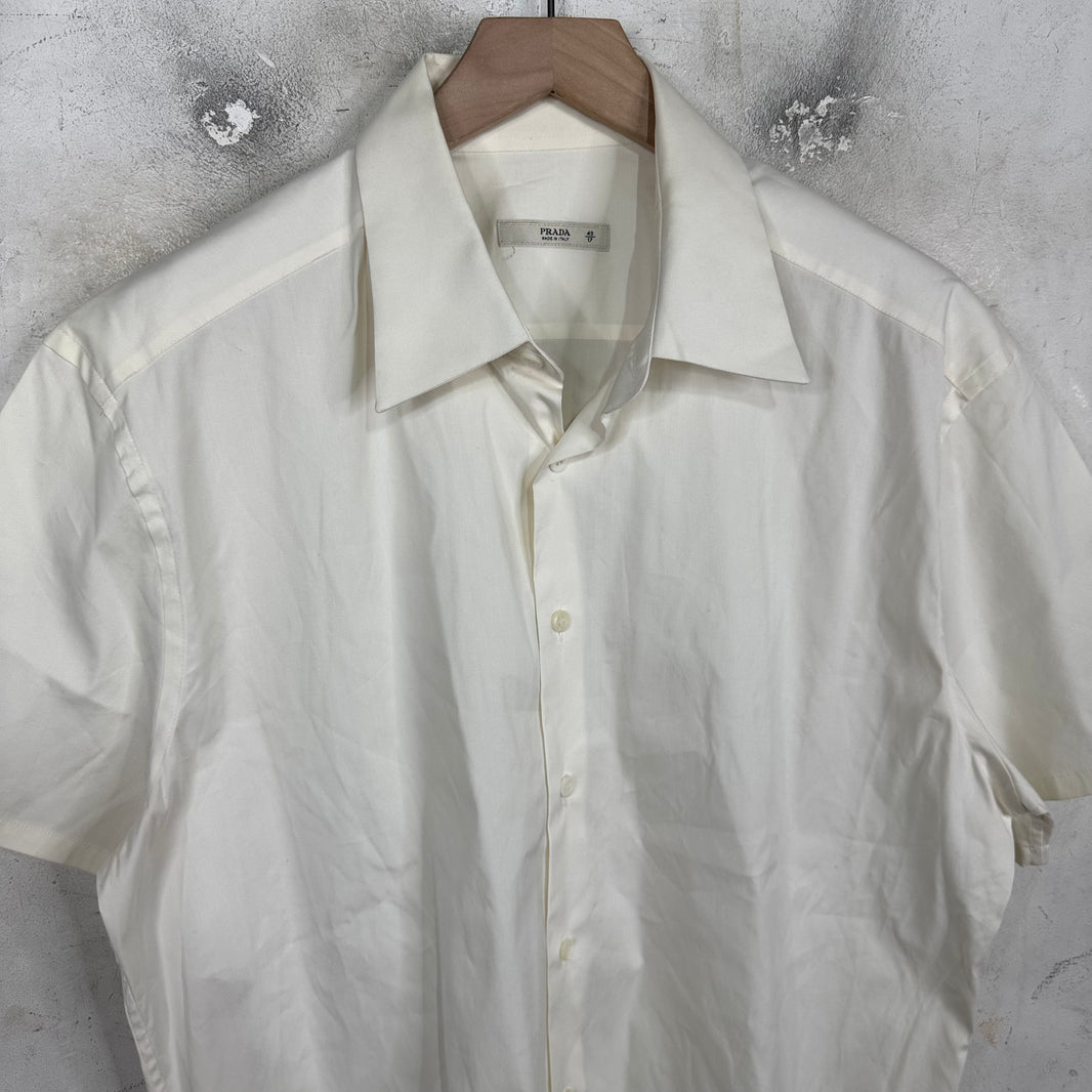 Prada White Short Sleeve Button Up