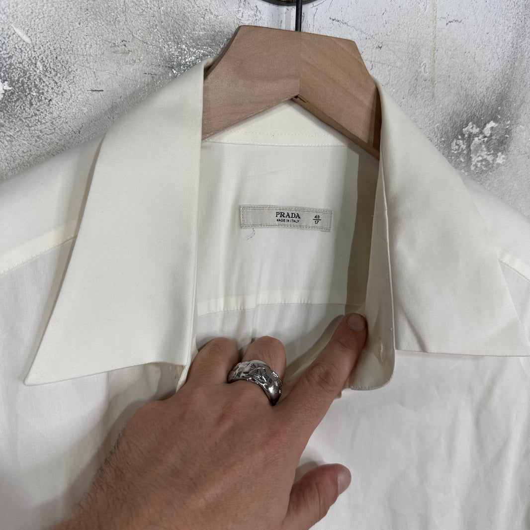 Prada White Short Sleeve Button Up