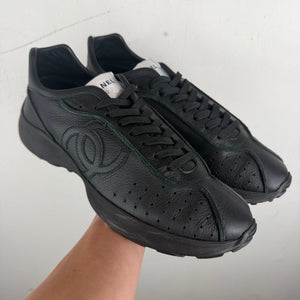 Chanel Black Leather Trainer Sneakers