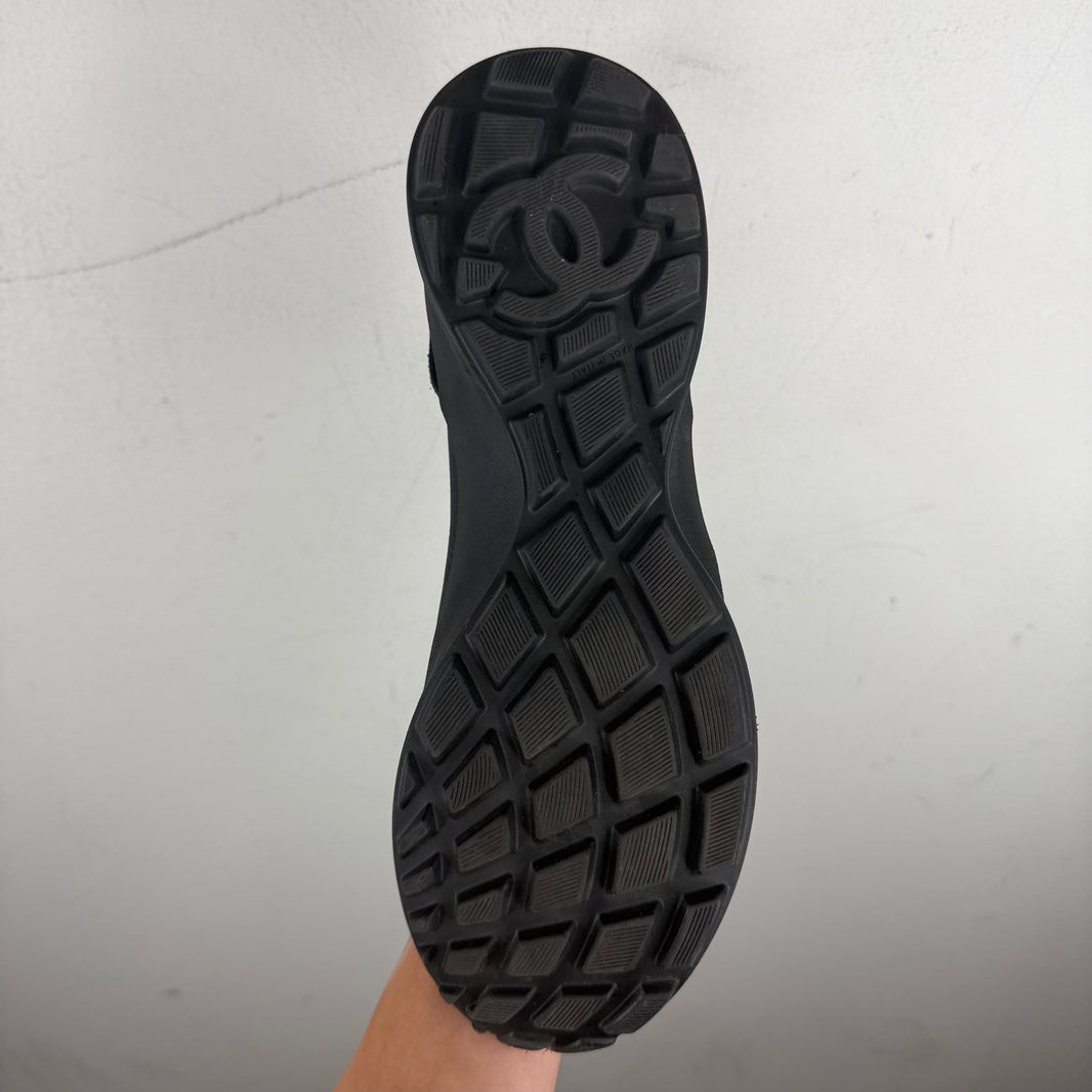 Chanel Black Leather Trainer Sneakers