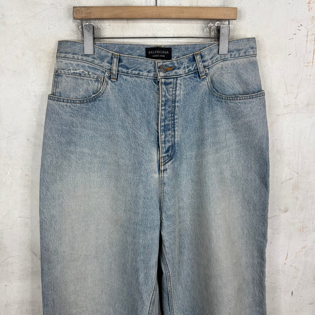 Balenciaga Lightwash Garde Robe Baggy Jeans