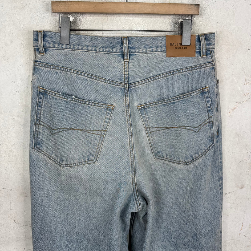 Balenciaga Lightwash Garde Robe Baggy Jeans