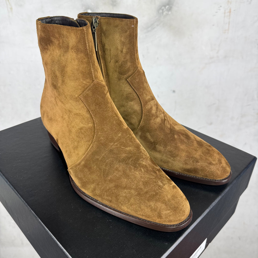 Saint Laurent Brown Suede Wyatt Boots