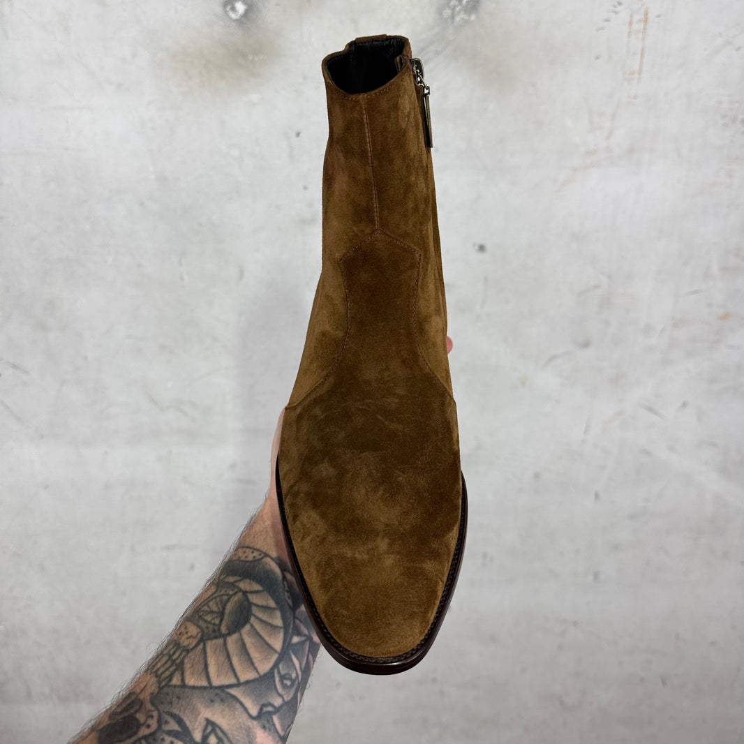Saint Laurent Brown Suede Wyatt Boots