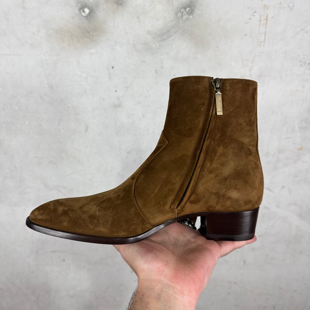 Saint Laurent Brown Suede Wyatt Boots
