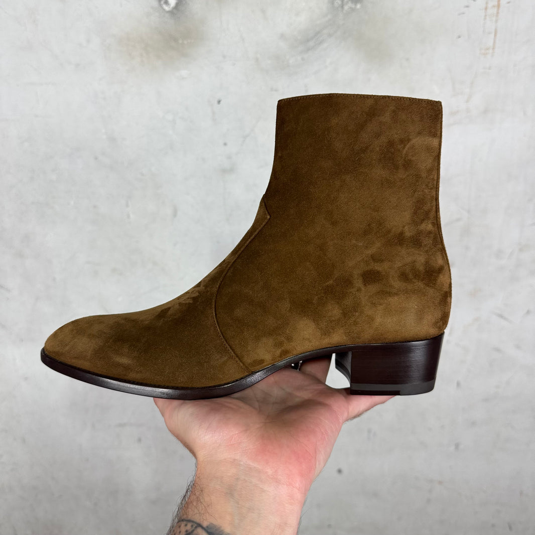 Saint Laurent Brown Suede Wyatt Boots