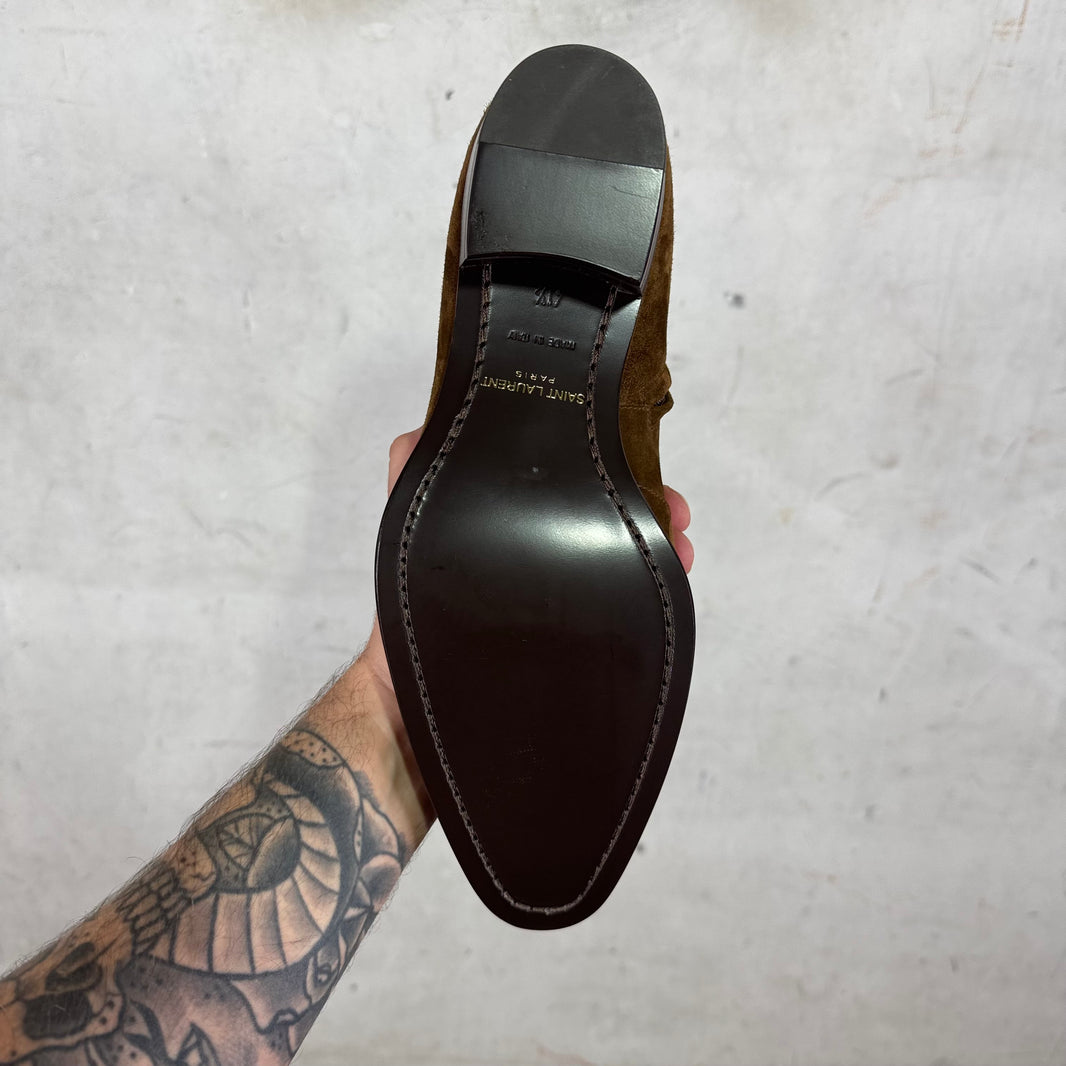 Saint Laurent Brown Suede Wyatt Boots