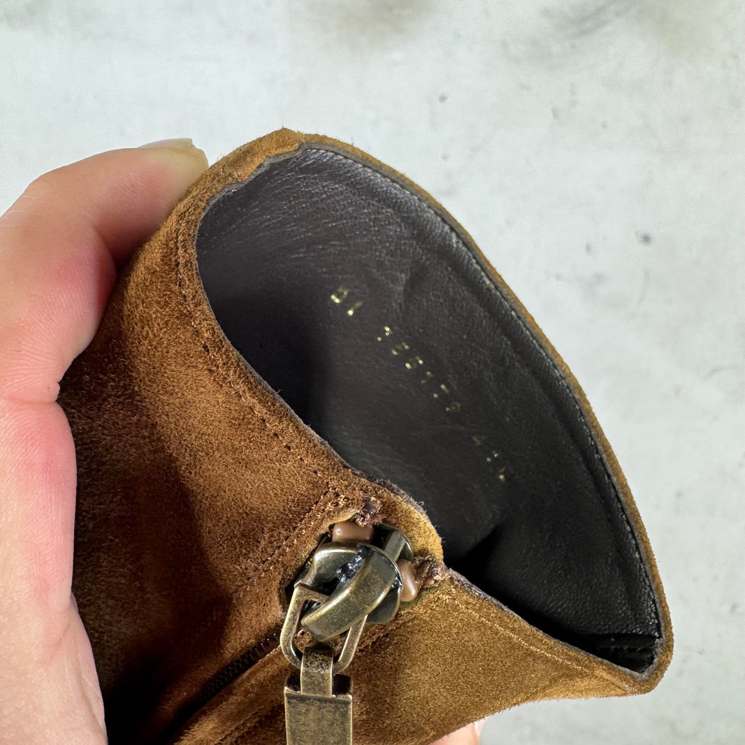 Saint Laurent Brown Suede Wyatt Boots