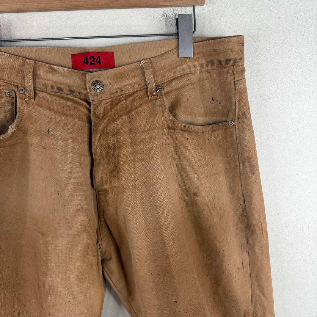424 Distressed Tan Jeans