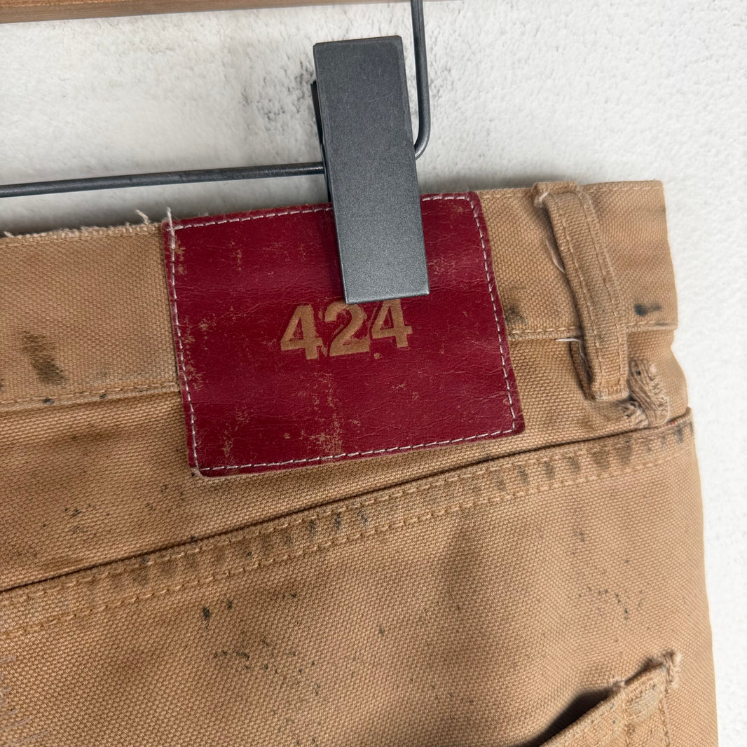 424 Distressed Tan Jeans