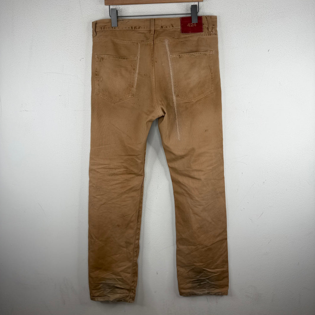 424 Distressed Tan Jeans