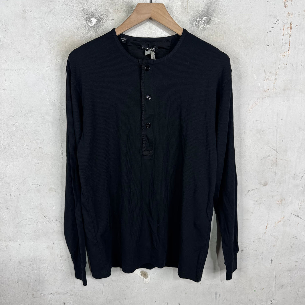 Tom Ford Black Henley LS Shirt