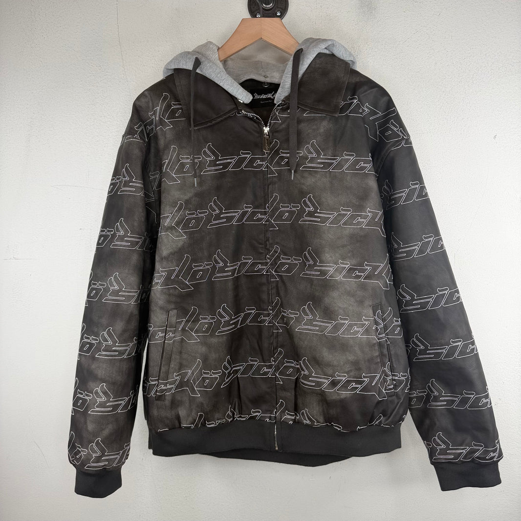 Sicko Faux Leather Logo Jacket