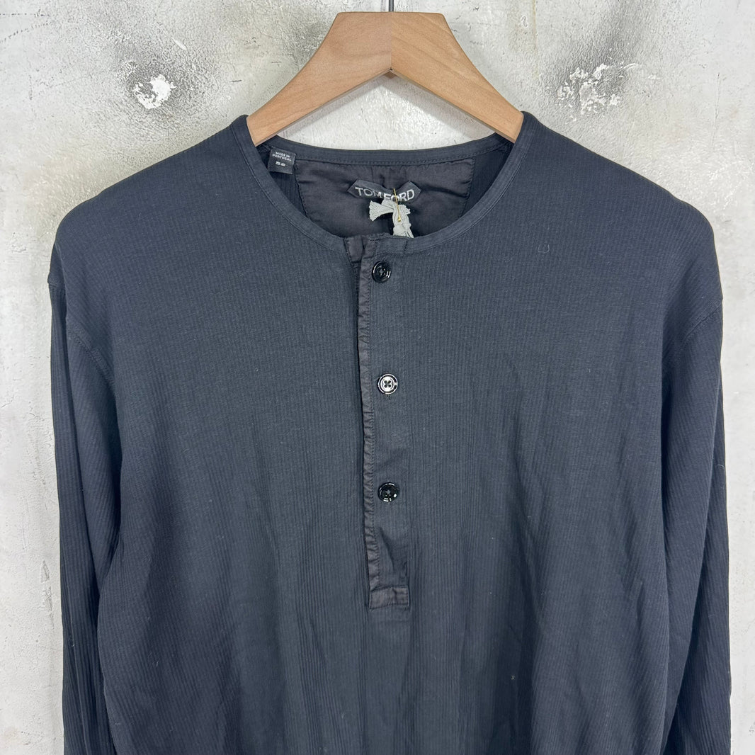 Tom Ford Black Henley LS Shirt