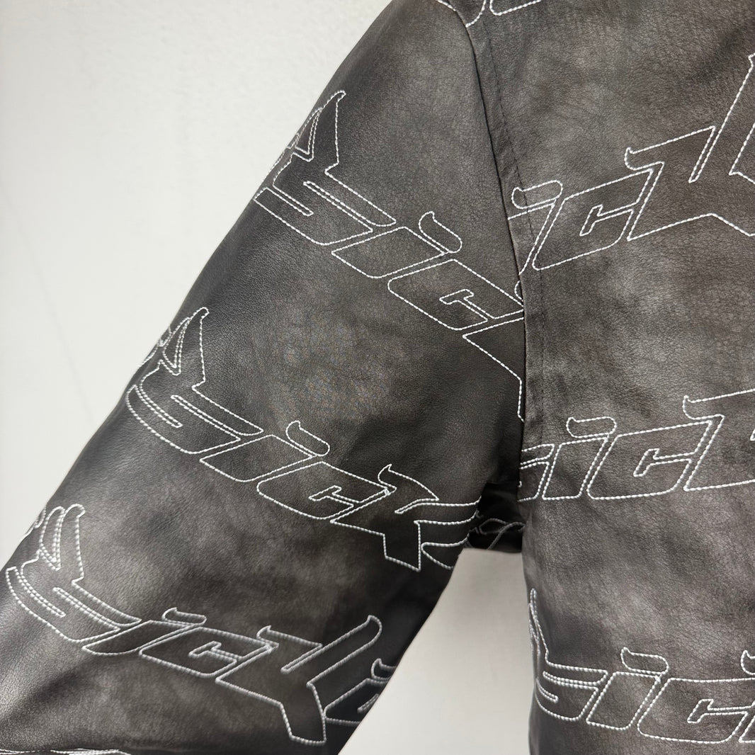 Sicko Faux Leather Logo Jacket