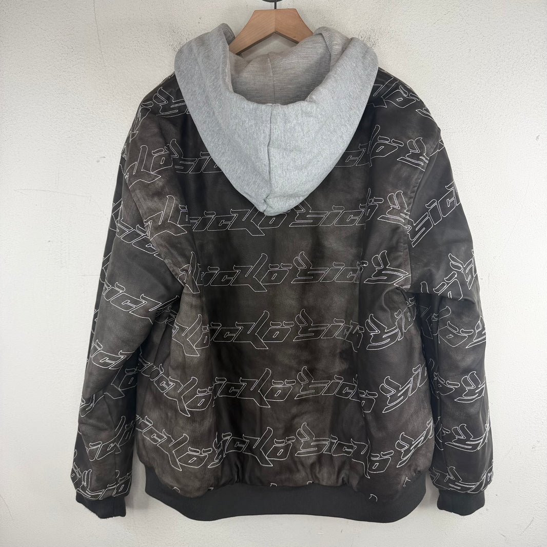 Sicko Faux Leather Logo Jacket