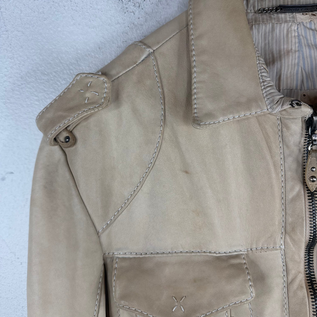 Roberto Cavalli Leather Reconstructed Leather Jacket