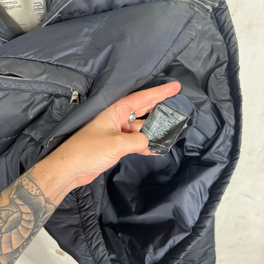Prada Padded Nylon Leather Trimmed Jacket