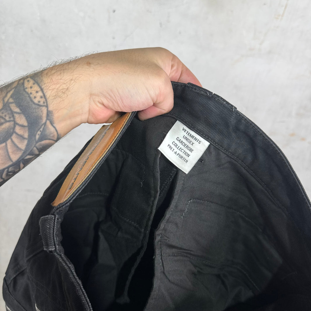 Vetements Black Denim Oversized Convertible Cargos