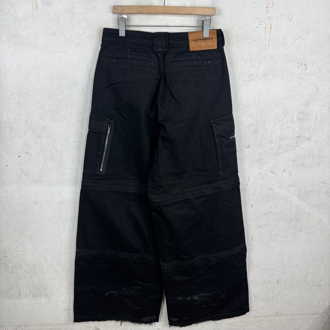 Vetements Black Denim Oversized Convertible Cargos