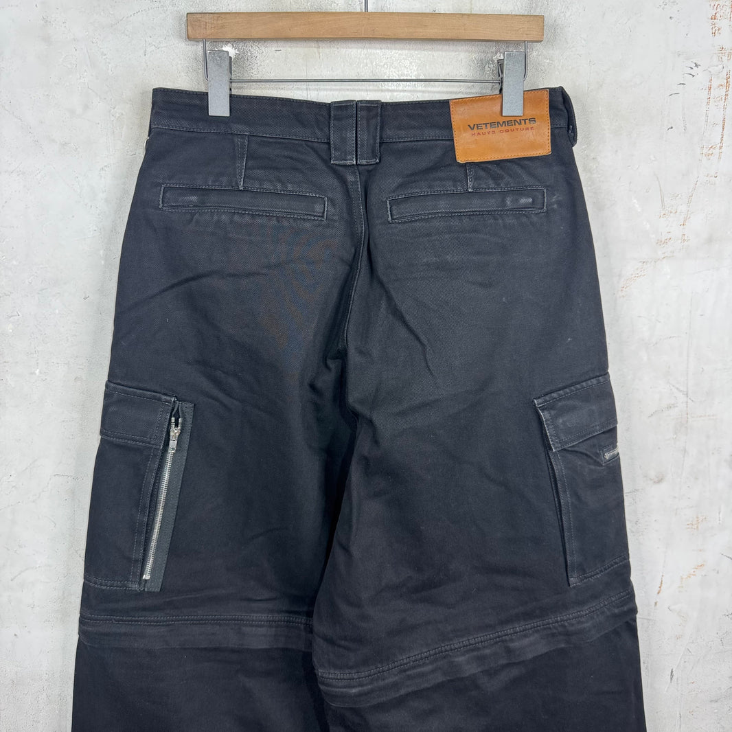 Vetements Black Denim Oversized Convertible Cargos