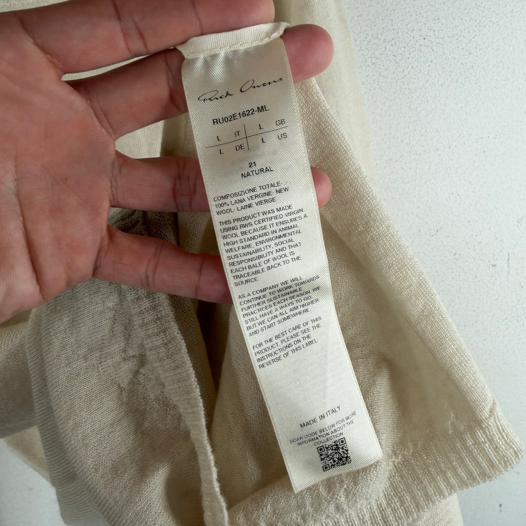 Rick Owens Natural Virgin Wool Sweater