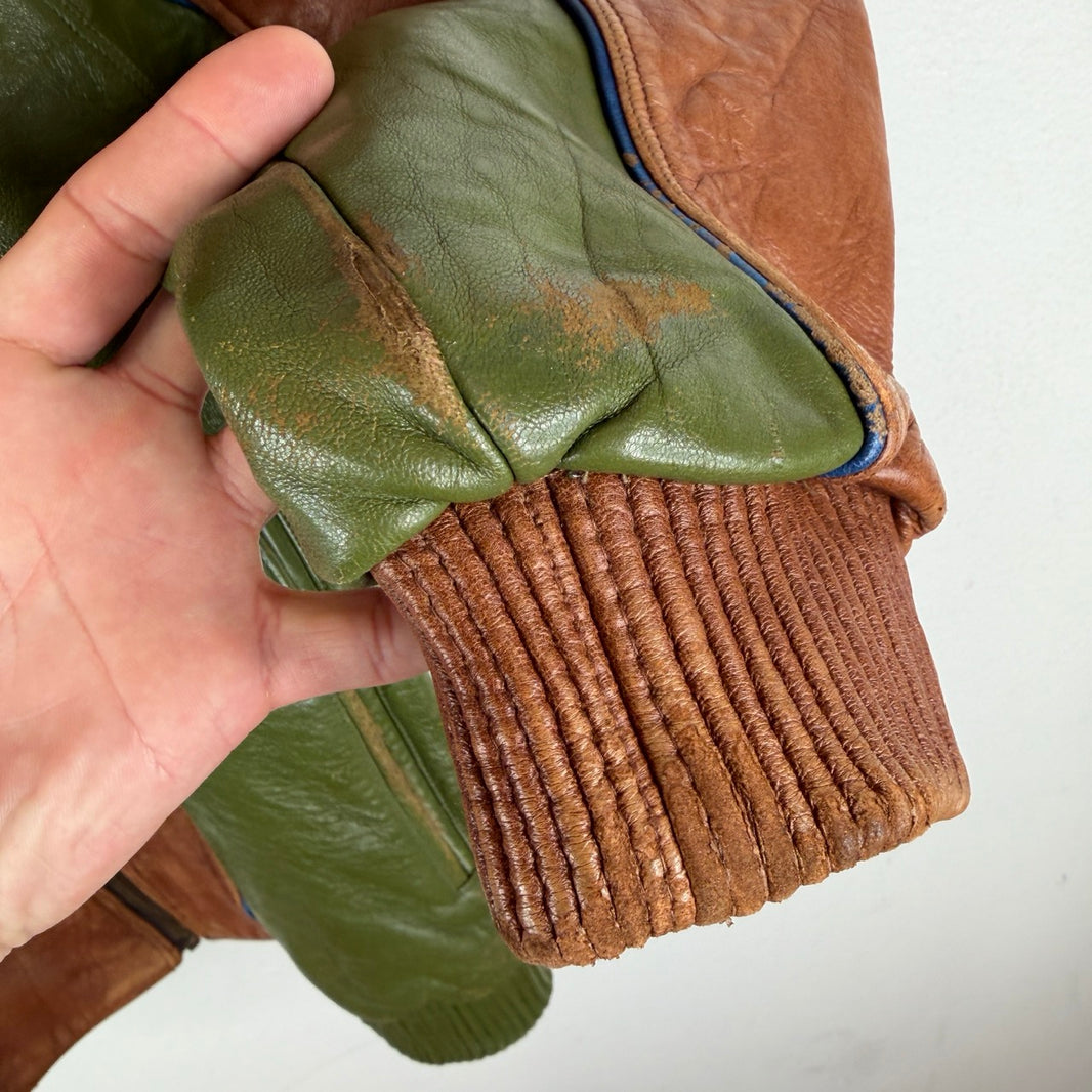 Vintage Pelle Pelle Green/Brown Leather Jacket