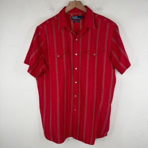 Polo Ralph Lauren Striped Monogram Red Button Up Shirt