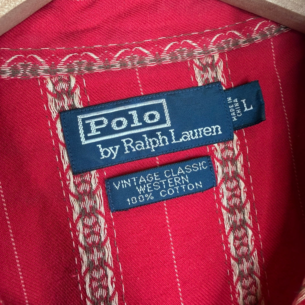 Polo Ralph Lauren Striped Monogram Red Button Up Shirt