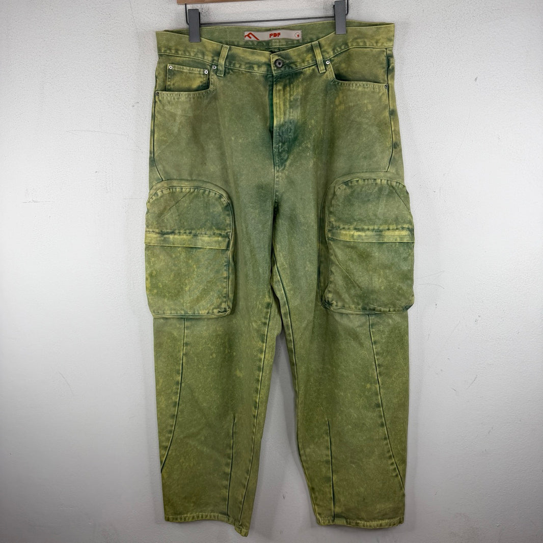 PDF Channel Green Waxed Cargo Jeans