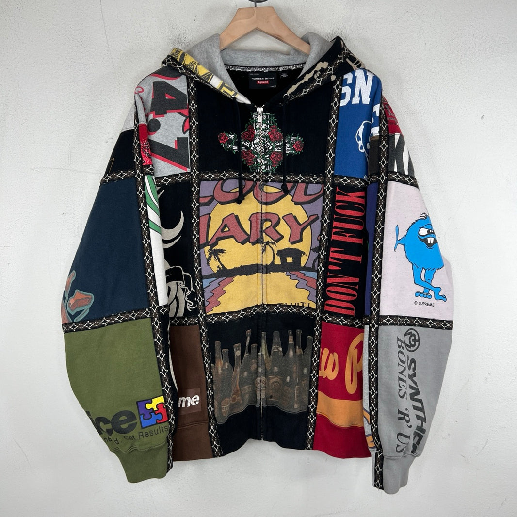 Supreme Number Nine Patchwork Zip-Up Hoodie