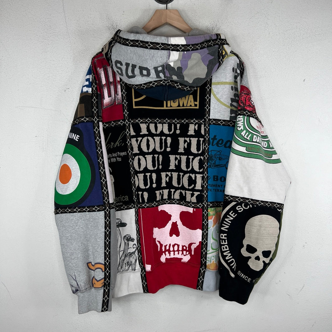Supreme Number Nine Patchwork Zip-Up Hoodie
