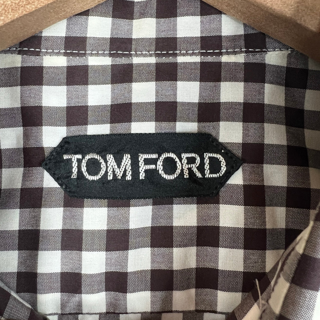 Tom Ford Brown Gingham Button Up LS Shirt