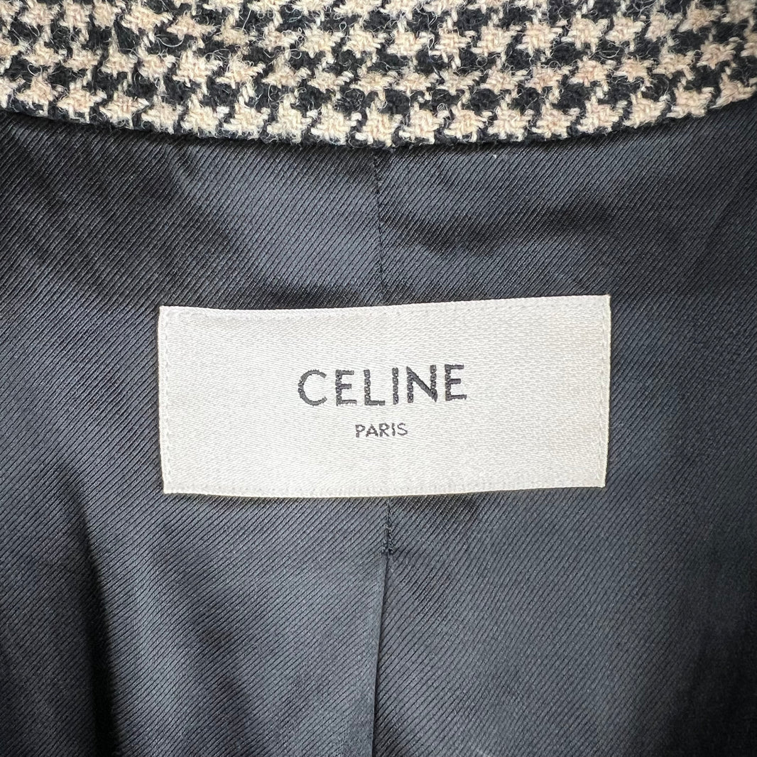 Celine Houndstooth Wool Coat