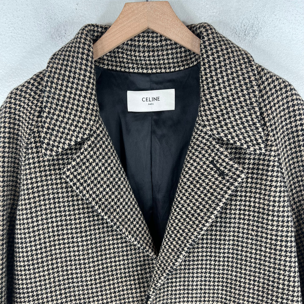 Celine Houndstooth Wool Coat
