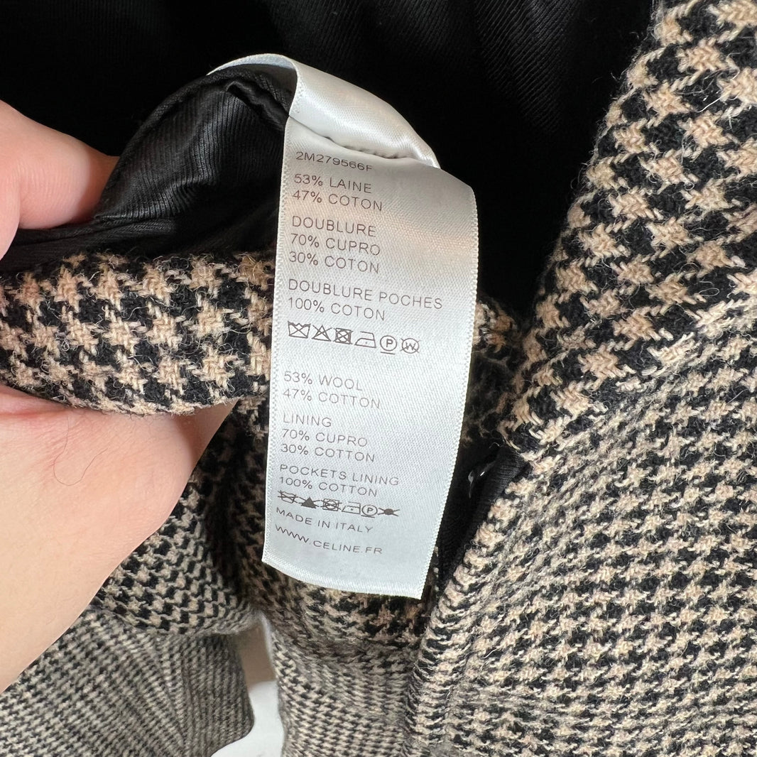 Celine Houndstooth Wool Coat