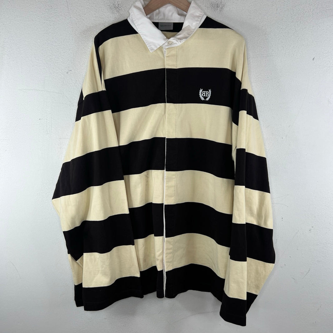 Balenciaga Striped Button Down Rugby Shirt